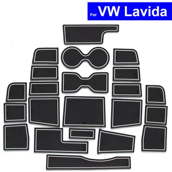

21 Pcs Car Non-slip Door Gate Slot Mats Carpets Position Cup Holder Pads For Volkswagen VW Lavida Door Groove Mat Free Shipping