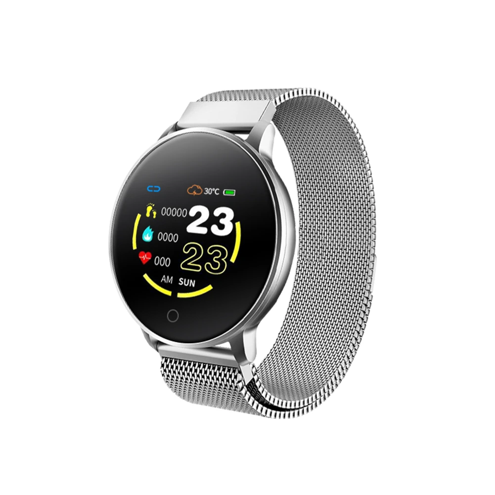 Hi01, цветной экран, водонепроницаемые Смарт-часы, Bluetooth, браслет, пульсометр, кровяное давление, часы, фитнес-трекер, умные часы - Цвет: Серебристый
