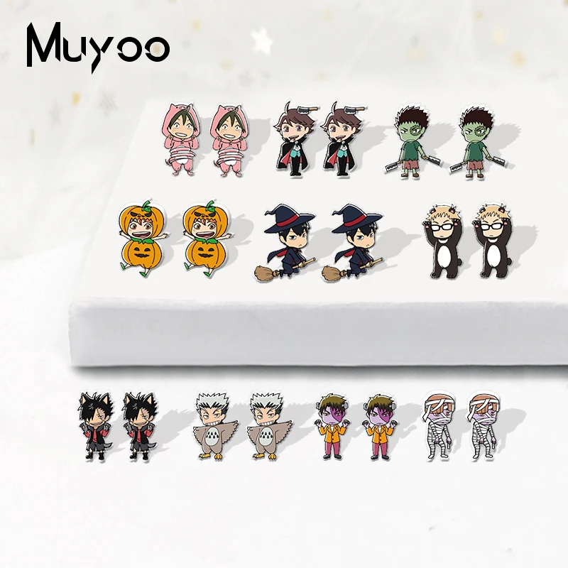 New Haikyuu Halloween Cosplay Epoxy Acrylic Earring Volley Ball Boys Characters Resin Earrings | Украшения и аксессуары