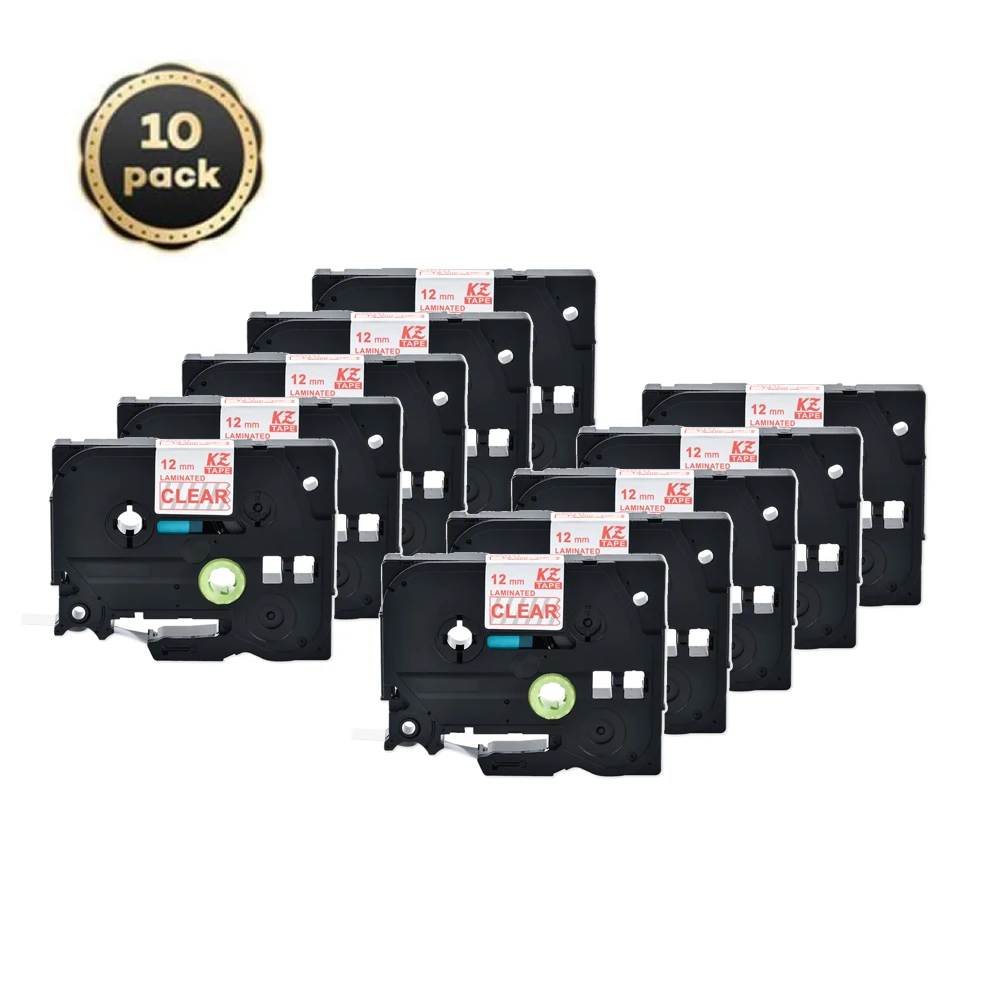 

10pcs 12mm Tze132 tze tape Red on Clear Laminated Label Tape Cassette Cartridge ribbon for P-touch label printer Tze-132 tze 132