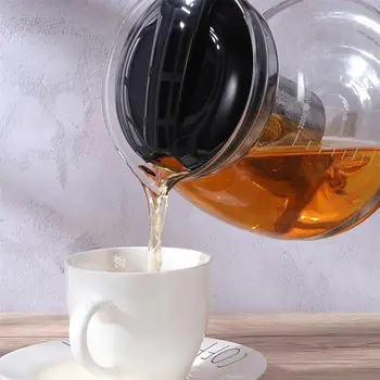 

2000ml Glass Tea Pot Household Glass Teapot Stainless Steel Filter Handle Heat Resistant Chinese Teapot Kungfu Teaware (Black)