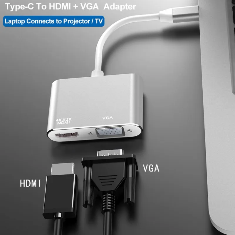 Многопортовый TYPE-C конвертер HDMI/VGA совместимый практичный лаконичный usb-адаптер преобразования
