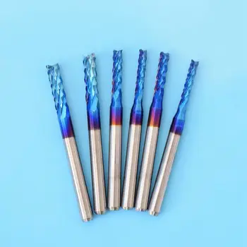 

New 10Pcs 1.2Mm Carbide Spiral End Milling Cutter Blue Coated Cnc Router Bit For Engraving Machine Corn Milling Cutter