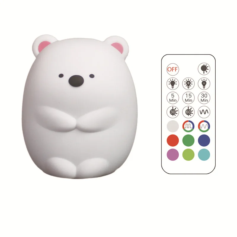 

Dai Bear Silicone Night Lamp Plug Remote Control Feeding Creative Silica Gel Night Light Mini Dreamy Bedroom Bed Toutai