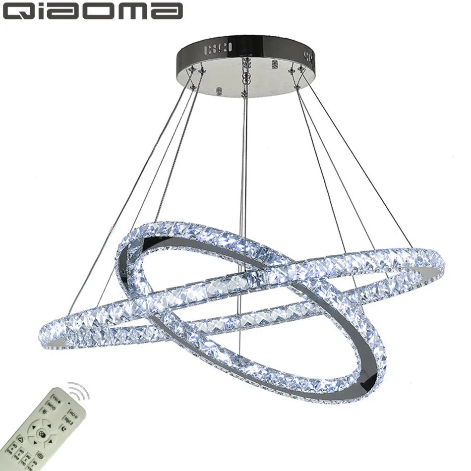 Диммируемый Алмазный 2 кольца светодиодный хрустальный подвесной светильник