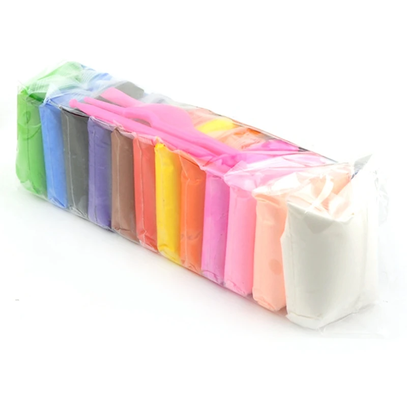 

12 Color/Set Light Clay Diy Dry Polymer Plasticine Modelling Clay Super Light Diy Soft Creative Handgum Educational Baby Clay To