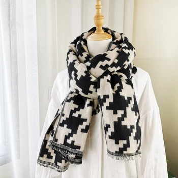 

Temperament Retro Big Hound Bird Super Soft Texture Double-Sided Scarf Autumn And Winter Wild Women Warm Thick Scarf