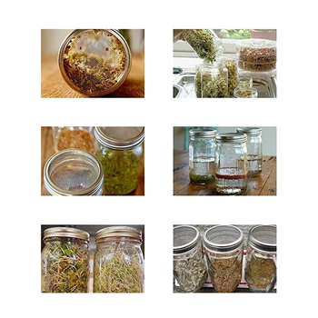 

4Pack Sprouting Jar Lid Kit With 2Pack Sprouting Stands For Wide Jars Strainer Screen For Seed Sprouting Stainless Steel