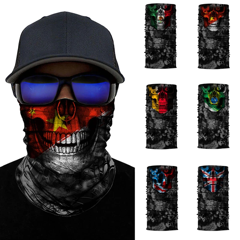 head wraps for men Seamless Balaclava Magic Scarf Neck Face Cover Ghost Skull Skeleton Head Bandana Shield Headband Headwear Bandanas Men Bicycle barbour scarf mens