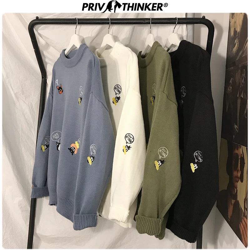 Privathinker мужские и женские осенние модные свитера с вышивкой, мужские цветные корейские свитера с круглым вырезом, мужские вязаные пуловеры, топы
