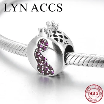 

925 Sterling Silver Great mother of pregnancy Pink CZ Fine Crown Beads Charms Fit Original LYNACCS Charm Bracelet Jewelry making