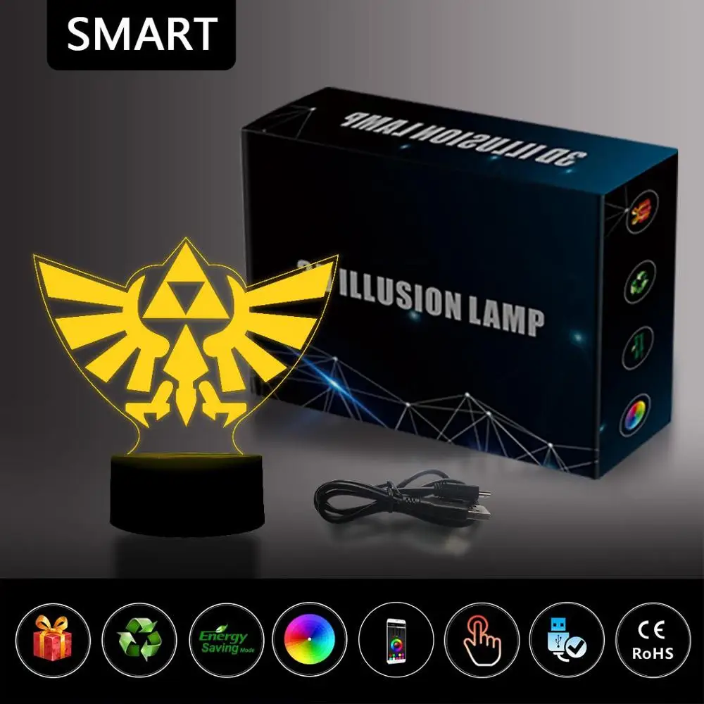 NiteApps 3D Zelda Triforce of Hyrule ночник настольная Иллюзия украшение лампа подарок на день рождения приложение/сенсорное управление