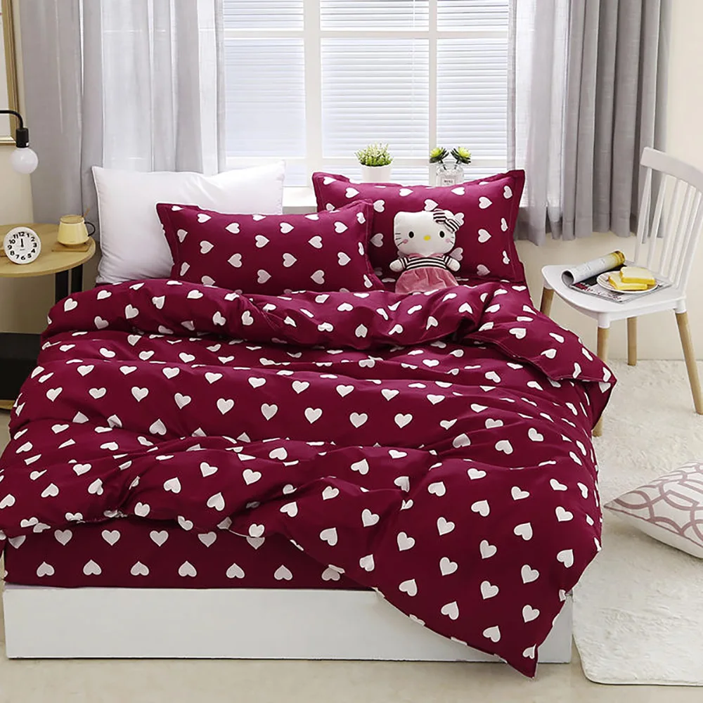 Thumbedding Love Bedding Set King Size Simple Romantic Classic Red