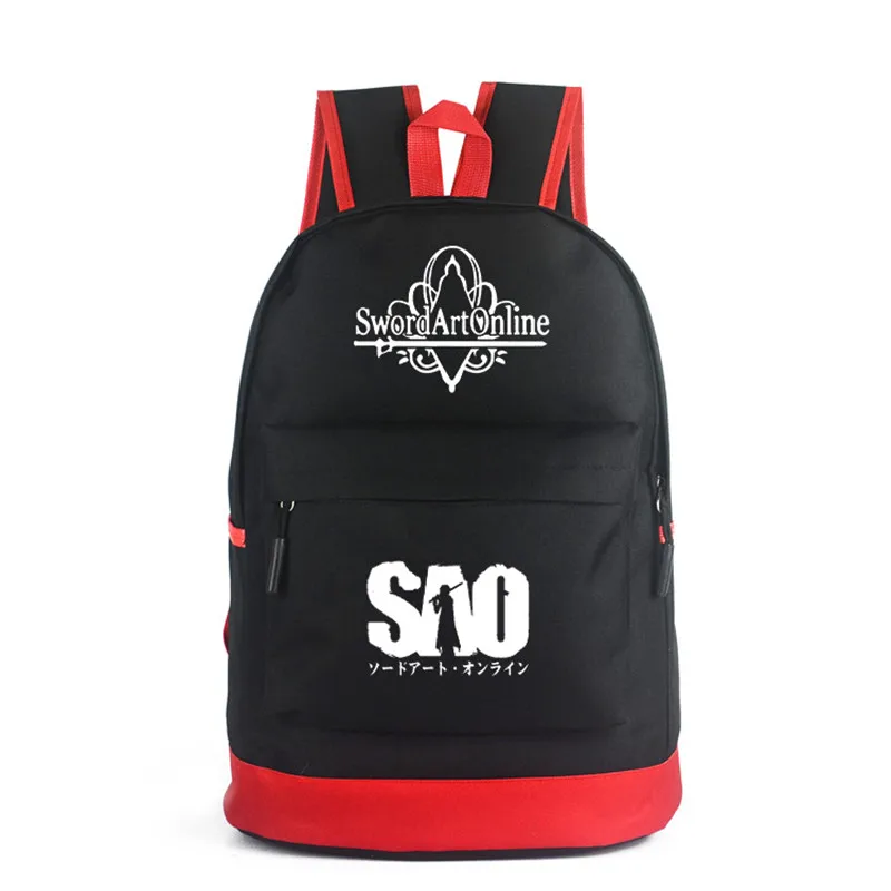 SAO Sword Art Online Bag Cartoon Anime School Book Bags Laptop Backpack Mochila Black Red Rucksack Boys Girls Gift Travel