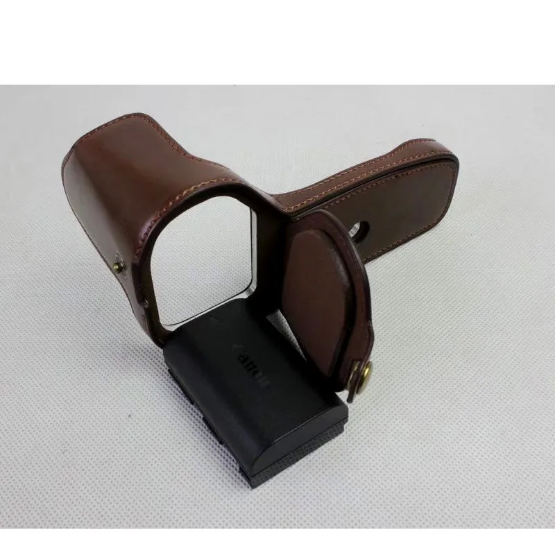 New Pu Leather Camera Case Bag Half Body For Canon 6D Mark II 6D II Bottom Camera Cover Removable Battery
