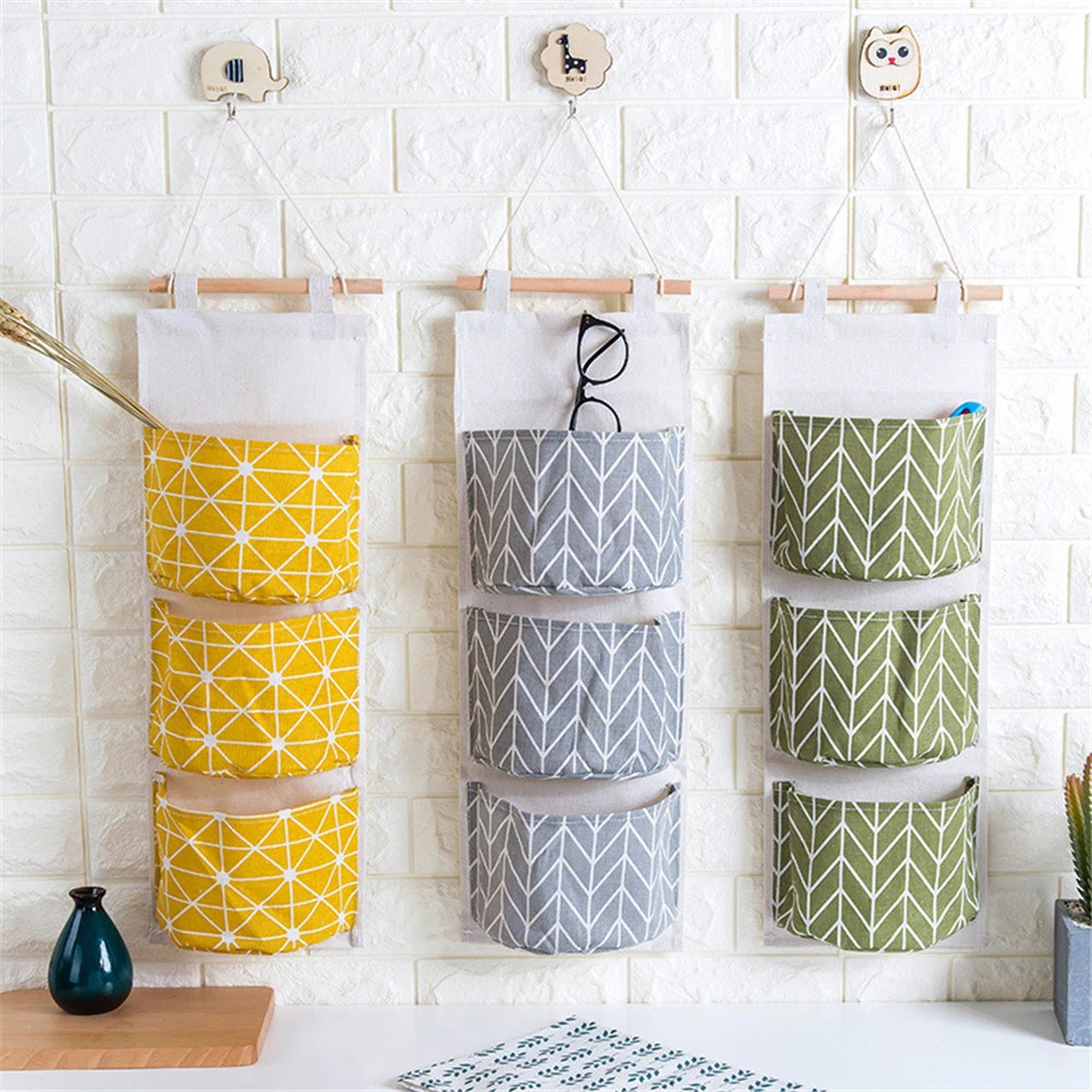 

3 Grid Box Storage Underwear Containers Bra Socks Organizer Toy Foldable Boxes Basket for Clothes Shoe Wall Hanging Bag Holder