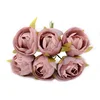 6pcs/lot Artificial Silk Tea Rose Flower Bouquet For Christmas Home Wedding Decoration Cheap Fake Flowers Craft ► Photo 2/6
