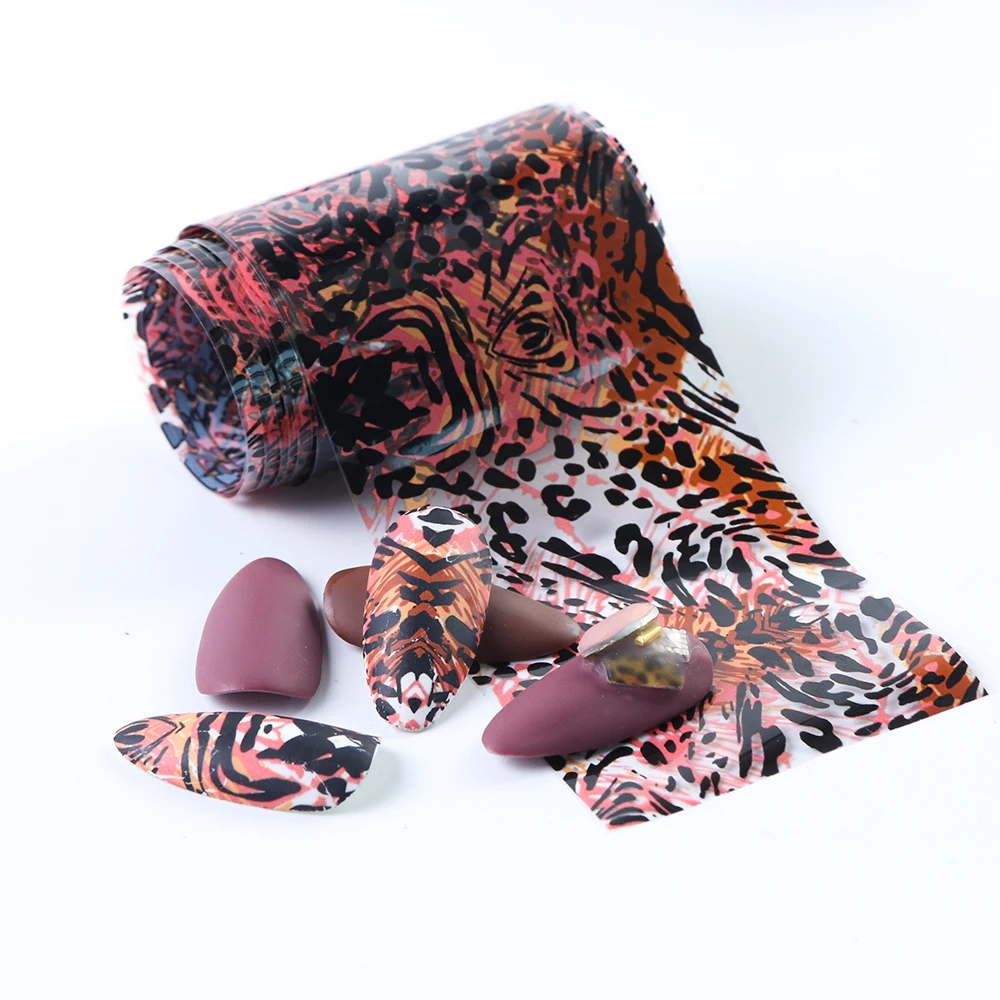 10pc Leopard Nail Stickers Transfer Foils Set Flowers Sexy Nail Designs Sky Paper Polish Slider Decals Wraps Manicure SAXKH40-63