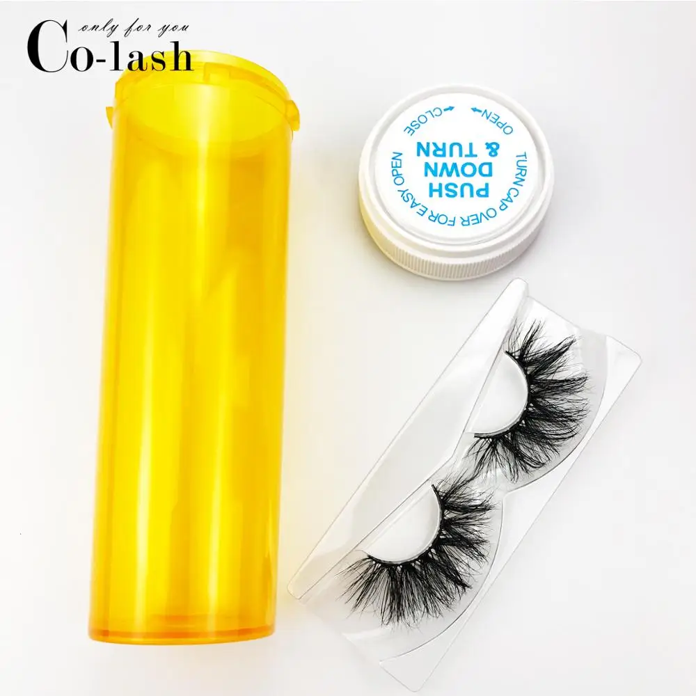 Colash Pill Eyelash Packaging Box Custom Logo Fake 3d Mink eyelashes Boxes Faux Cils lash stripe Empty Case