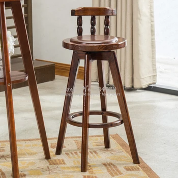 

30%2B American bar table and chair combination retro high stool table combination coffee shop solid wood table leisure bar stool
