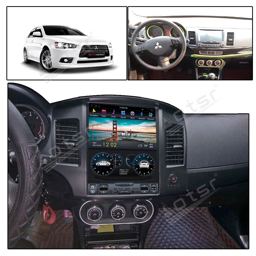 128GB Android Car Radio Player Multimedia Tesla Style PX6 For Mitsubishi Lancer EVO 2007+ Auto GPS Navigation DSP Carplay 4G SIM