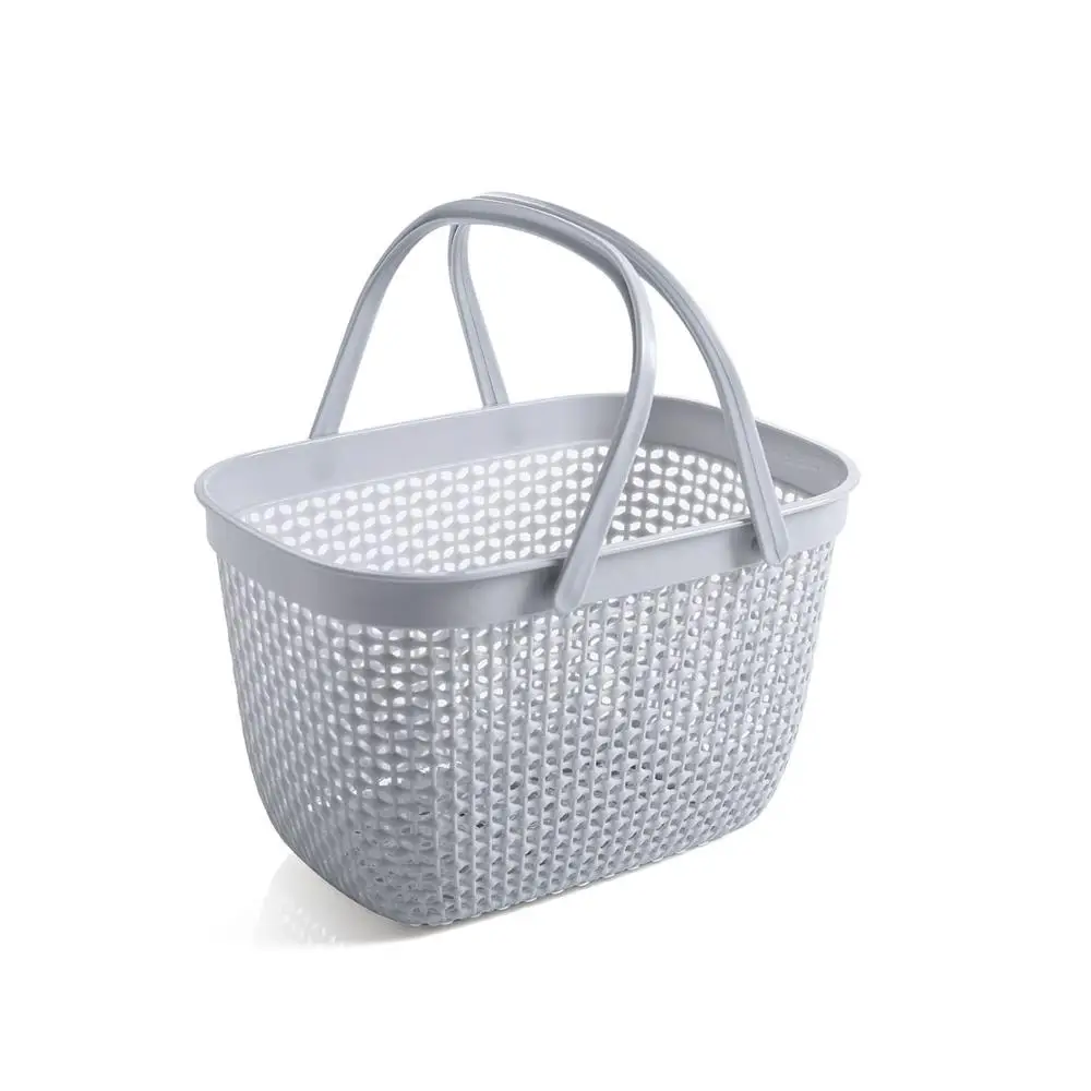 Light Grey Переносная корзина для ванной из искусственного ротанга, пластиковая корзина для хранения фруктов и овощей - Color: Light Grey
