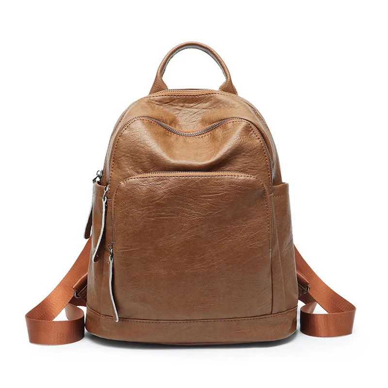 

2019 New Style Leather Backpack Women's Korean-style Street Fashion Soft Leather WOMEN'S Backpack Versatile Simple Sheepskin WOM
