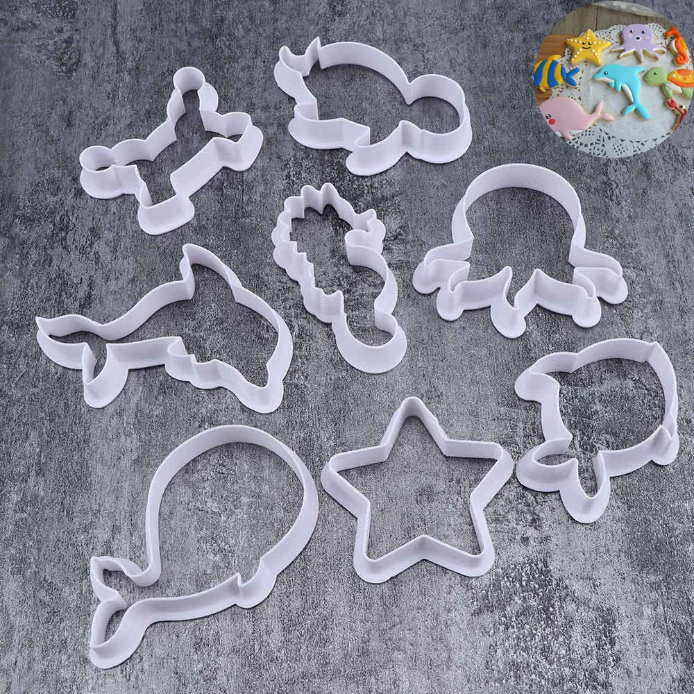 8pcs Set New Sea Creatures Cookie Cutter Mold Whale Dolphin Octopus Crab Turtle Fondant Tools Ocean Animal Biscuit Moulds Cookie Tools Aliexpress