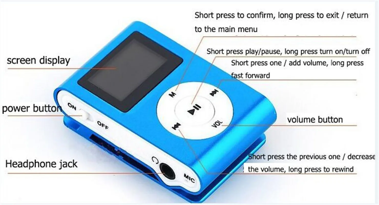 OMESHIN мини USB Клип MP3-плеер ЖК-экран Поддержка 32 ГБ Micro SD TF карта