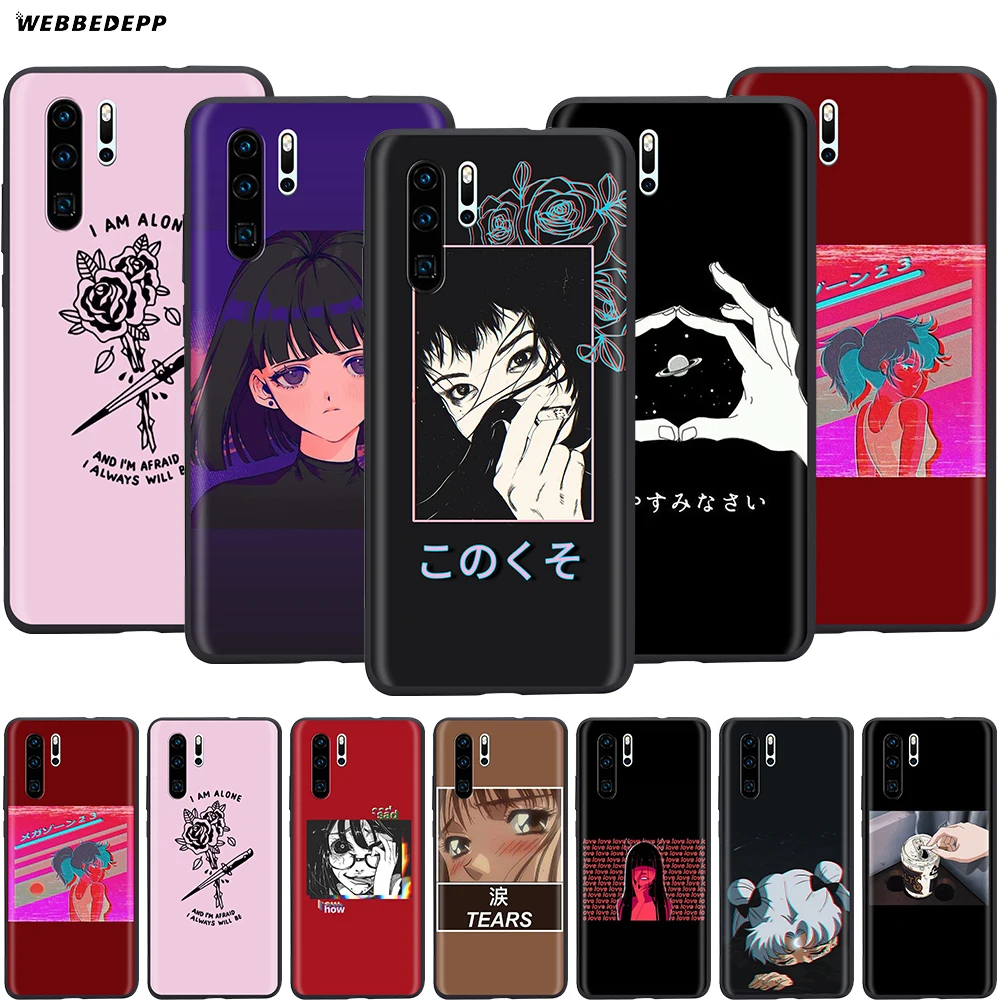 Webbedepp Sad аниме Vaporwave эстетический чехол для Huawei Honor 6A 7A 7C 7X 8 8X 8C 9 9X 10 20 Lite Pro Note