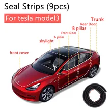 Для Tesla модель 3 внешние аксессуары двери автомобиля Skylight этиленового пропилен-каучука прокладки комплект Звукоизолированные Шум изоляционный уплотнитель лобового стекла запечатывания 9 шт. Для Tesla модель 3 внешние аксессуары двери автомобиля Skylight этиленового пропилен-каучука прокладки комплект Звукоизолированные Шум изоляционный уплотнитель лобового стекла запечатывания 9 шт.