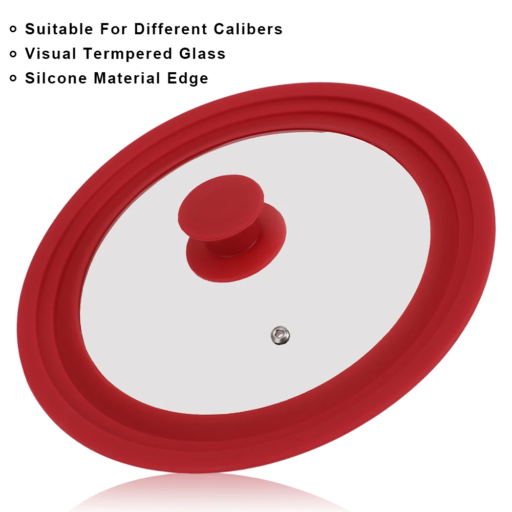 Drop-Proof Overflow Prevention Lid Multifunctional Kitchen Utensils Cookware Parts Silicone Edge Tempered Glass Pot Lid glass pot lid glass lid