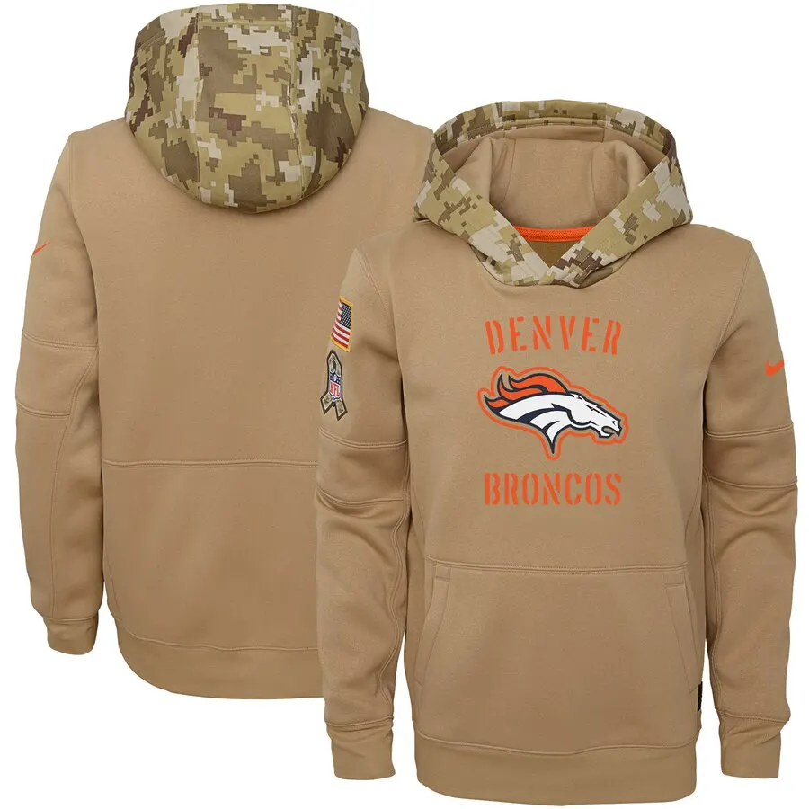 Denver Женская Молодежная Американская Футбольная Толстовка Broncos Салют для обслуживания Sideline Therma пуловер с капюшоном - Цвет: youth