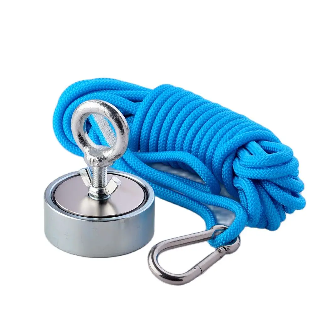 2 Side 200KG Strong Pull force Fishing Magnet with Rope Searching Recovery Salvage Magnet Magnetic Material