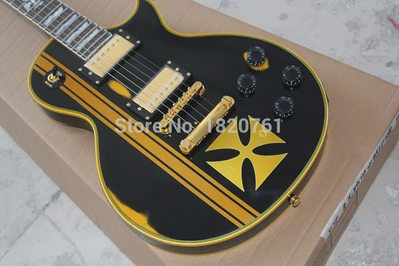 

Matte Black Standard Series James Hetfield Iron Cross Electric Guitar with Gold Hardware 1451
