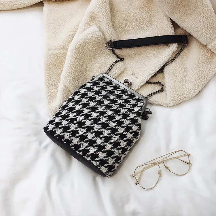 

Textured Bag WOMEN'S Bag New Style 2019 Autumn And Winter Fashion Versitile Fashion INS Woolen Bucket Simple Crossbody Bag