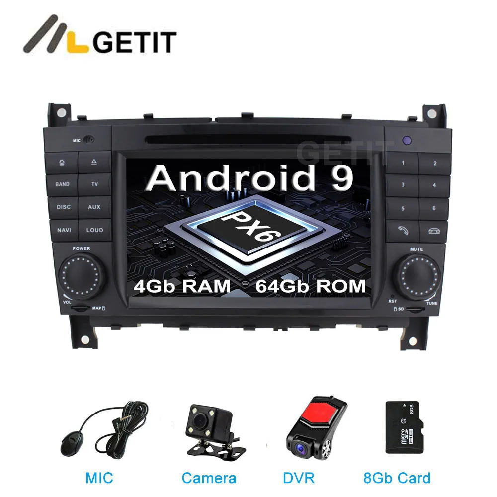 DSP 64G PX6 Android 9,0 автомобильный DVD мультимедиа радио gps для Mercedes Benz W203 W209 W219 A-Class A160 C-Class C180 C200 CLK200