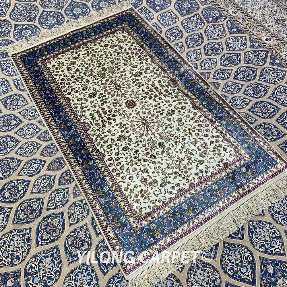 Yilong 3'x5' персидский Шелковый бежевый ковер ручной вязки типов восточных ковров(YXR337B