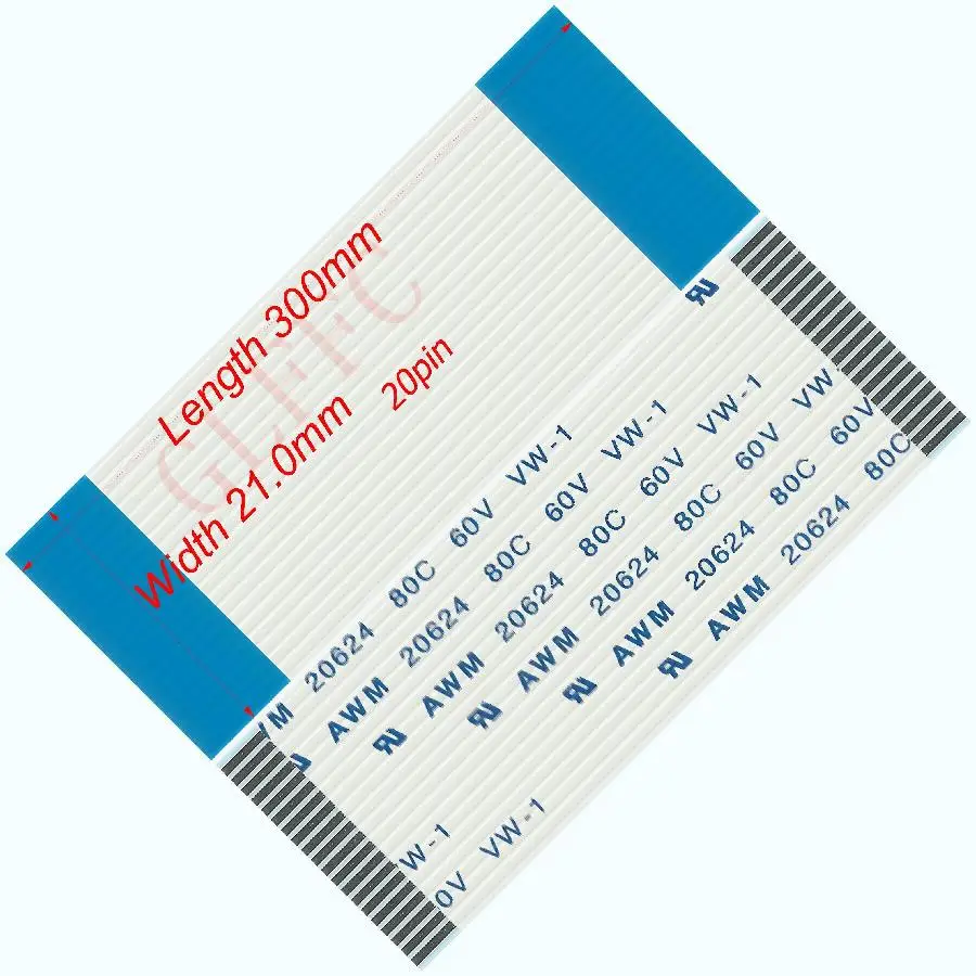 20pin 1,0 шаг 200 мм-3300 мм a-тип Гибкий плоский кабель FFC awm 20624 ROHS для ttl lcd DVD Компьютера - Цвет: 300