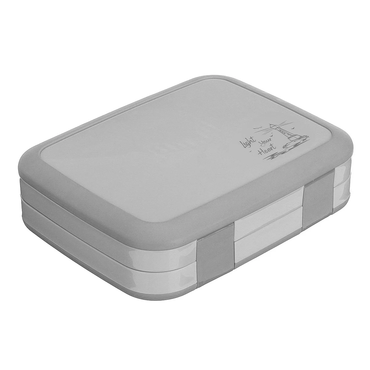 grey 2 Слои модные Bento Коробки для обедов разделены Еда контейнер с ложкой микроволновая печь для пикника для хранения Коробки для обедов Пластик - Цвет: grey