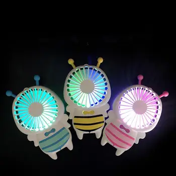 

Ultra Thin 7 Colors Change Novetly LED Light, Mini USB Charging Cartoon Bee Shape Fan with LED for Children Kids