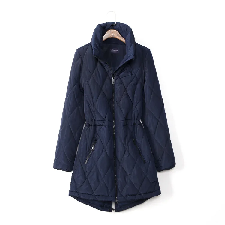 

SS08 Hooded Stand Collar Mid-length Women Coat Cotton Coat