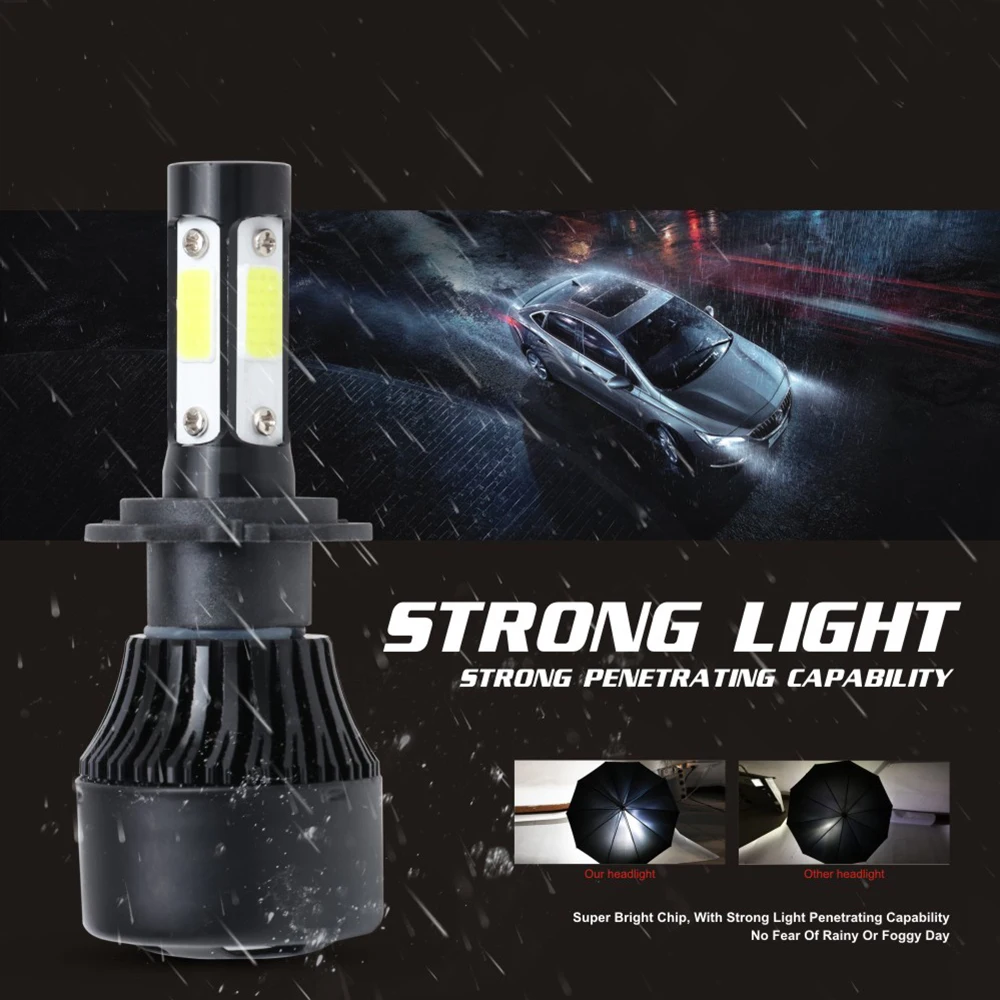 Одна пара 4 стороны супер яркий светодиодный X7 9007 светодиодный лампы для передних фар H11 12V 9005 9006 H7 H4 Автомобильный светодиодный светильник 6500 к авто фары