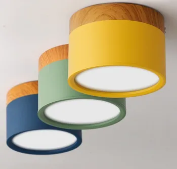 

Macaroon Colorful LED Downlights 5W 7W 12W Surface Mount LED Ceiling Spot Light Iron+Wood Decor Bar Kitchen Balcony LED Lamp D30