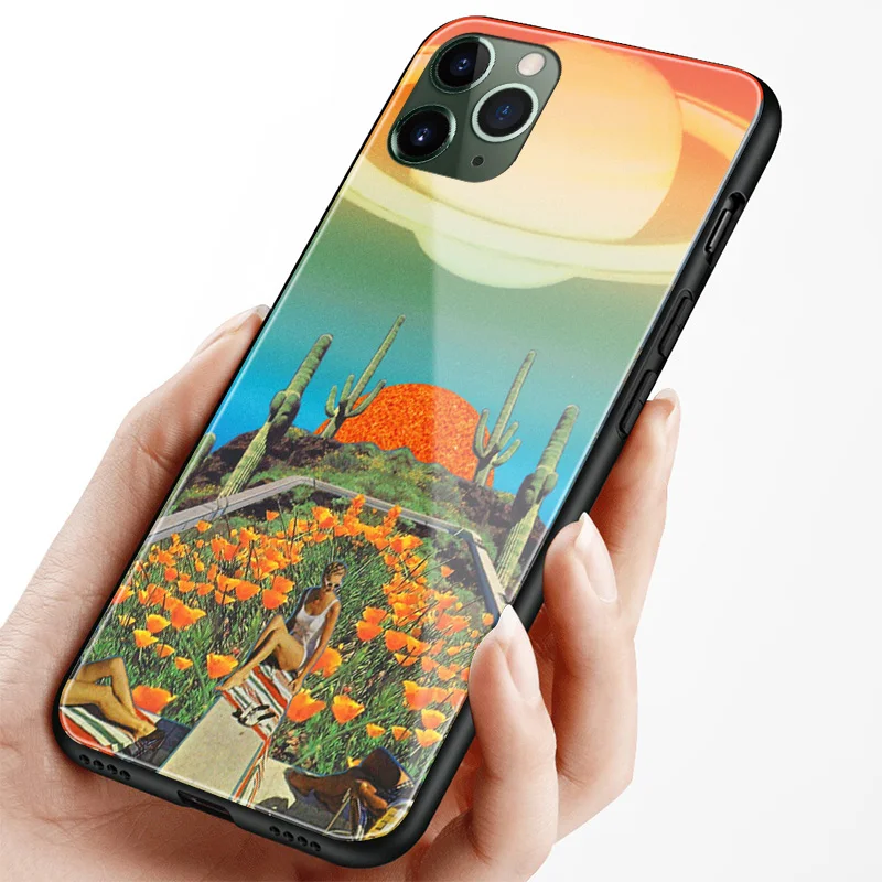 Мягкий силиконовый стеклянный чехол для Apple iPhone 6 6s 7 8 Plus X XR XS 11 Pro max|case cover|phone casesshell