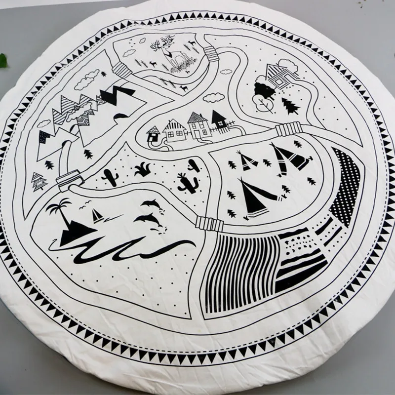 105CM Baby Play Mats Rugs Mat Carpet Kids Room Soft Cotton Children Crawling Round Floor Rug 4