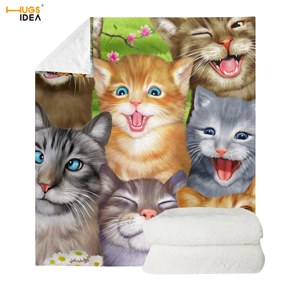 HMM1383 HUGSIDEA одеяло для селфи с милым котом, мягкое одеяло для дивана/дивана, Фланелевое Флисовое одеяло, забавное теплое одеяло с кошечкой и животным, коврик для йоги - Цвет: HMM1383