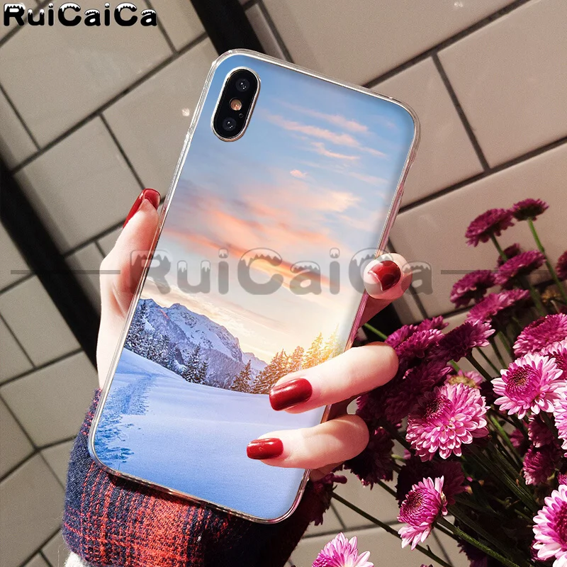 RuiCaiCa зимний Снежный горный Sceneary Мягкий ТПУ чехол для телефона Apple iPhone 8 7 6 6S Plus X XS MAX 5 5S SE XR сотовые телефоны