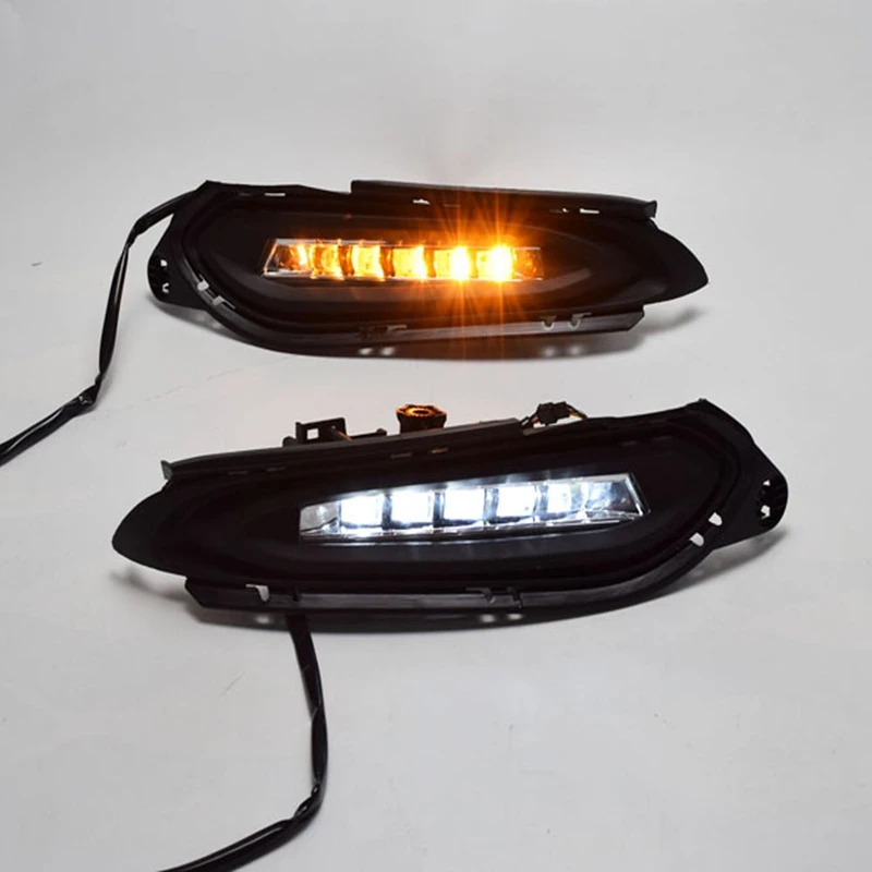 Автомобильный DRL 12 В светодиодный автомобильный дневной ходовой светильник, противотуманная фара с динамическим поворотным сигналом для Honda HRV HR-V