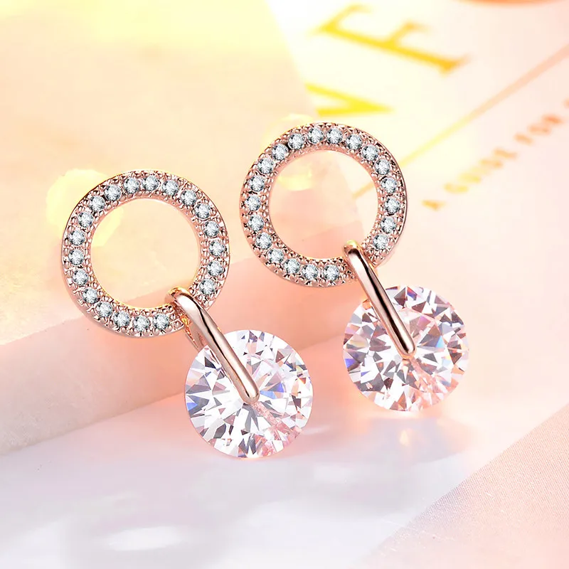 Korean Partysu Style Brilliant Cubic Zirconia Women Drop Earrings 4 Colors Simple Stylish Female Delicate Earring Jewelry Huitan dangle earrings,drop earrings